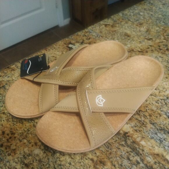 Women's Spenco Slip on Slide Sandals Tan Size 9 NEW NWT - Picture 1 of 10